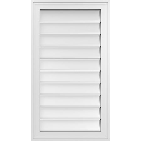 Ekena Millwork Vertical Surface Mount PVC Gable Vent: Functional, w/ 2"W x 1-1/2"P Brickmould Frame, 18"W x 32"H GVPVE18X3202SF